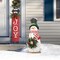 Set of 2 36"H Christmas Wooden/Metal Snowman Porch Decor with Floral Wreath